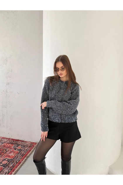 Soft Textured Knit Sweater - Gray