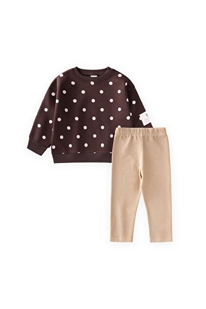 Velvet Leggings Sweatshirt Set 2-10 Years Polka Dot Patterned
