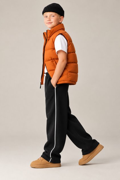 Boys' and Teenagers' Wide Leg Sweatpants with Side Piping