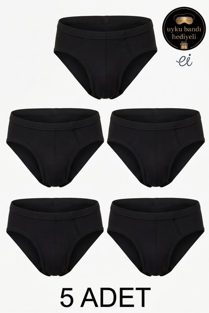 Pack of 5 Black 100% Cotton Boys' Briefs - Cotton Slip Underwear - Custom Made Sleep Band with Gift