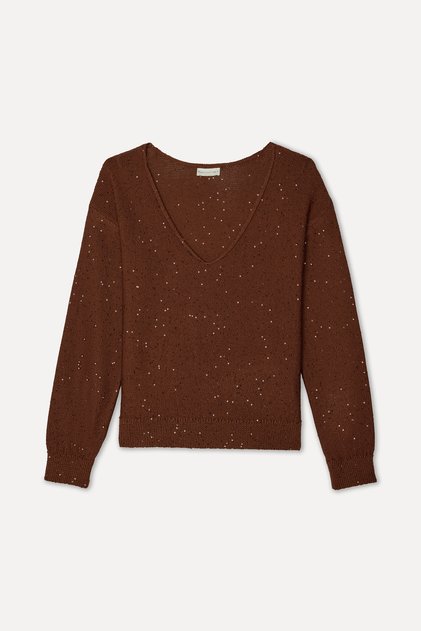 Women's Tile V-Neck Embroidered Sweater