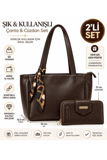 Women's Scarf Zippered Shopper Hand and Shoulder Bag