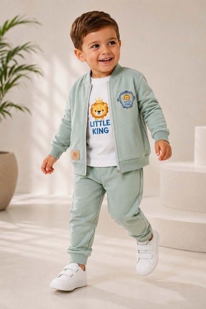 Baby Boy Little Lion Cardigan 3-Piece Set M00855 Green
