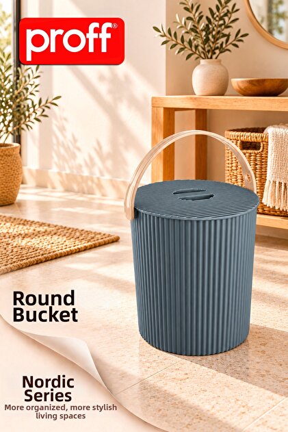 Rainbow Nordic Series Multi-Purpose Round Bucket - Toy and Item Storage Box with Organizer Lid