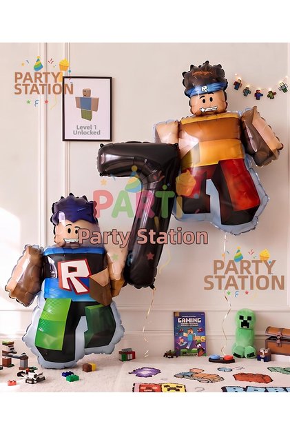 Roblox Concept 7 Year Old Balloon Set 3 Pieces Roblox Game Gamer Theme Roblox Avatar Birthday Party Balloon Set