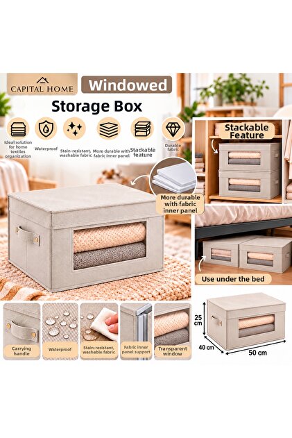 Multipurpose Organizer Bag + Storage Box with Transparent Window + Lid Large Size 50 X 40 X 25 cm
