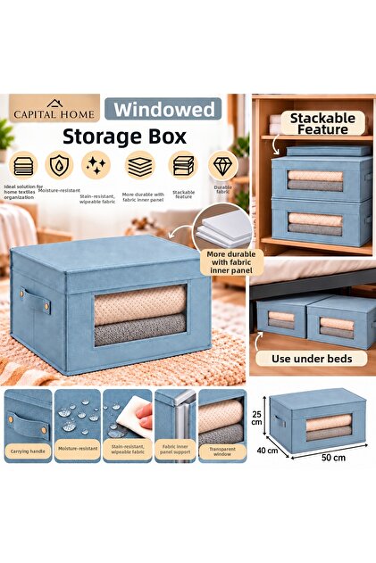 Multipurpose Organizer Bag + Storage Box with Transparent Window + Lid Large Size 50 X 40 X 25 cm