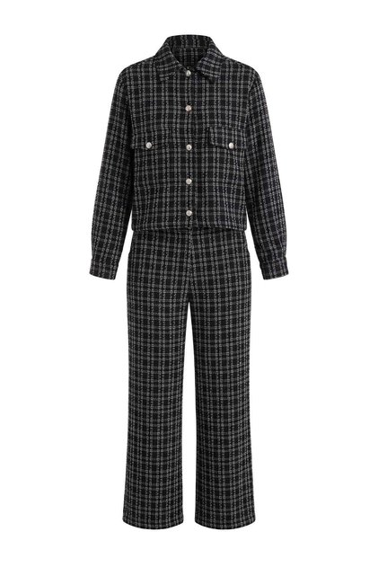 Black Plaid Woven Bottom - Top Set Twoaw27Au00161