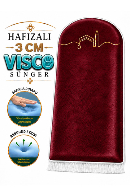 3 CM Süngerli Ortopedik Lüks Kadife Seccade Diz Ağrıtmaz Namazlık Suni Deri Tabanlı 70x120cm