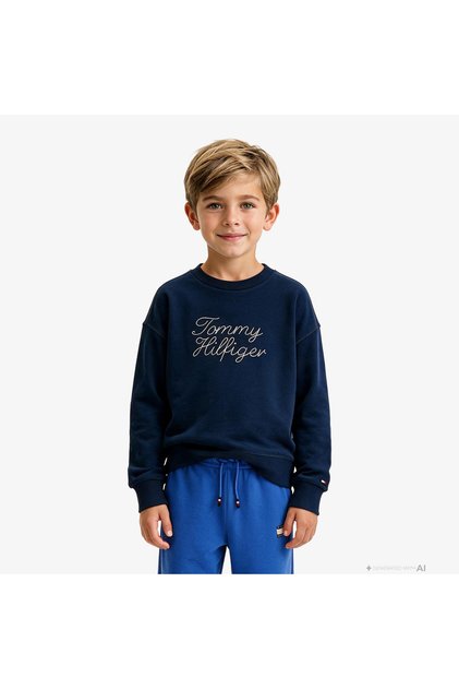 Crew Neck Çocuk Lacivert Sweatshirt
