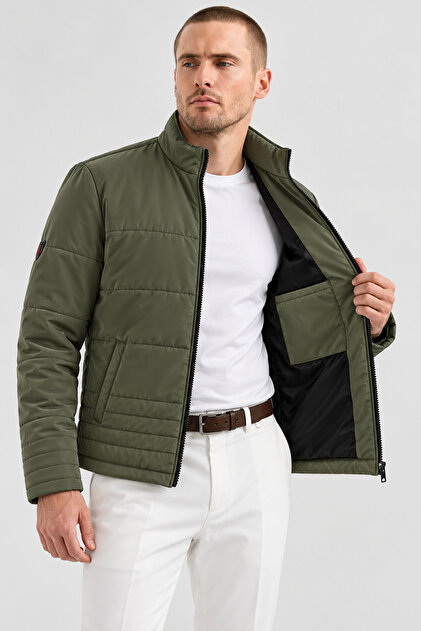 Men'S, Zippered, Pocketed, Quilted Padding, Water and Wind Resistant, Jacket-Coat 24Usec06