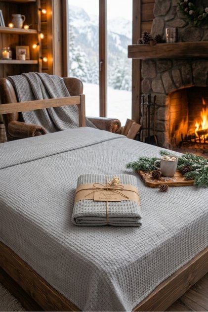 Gray Cotton Pique 200*230cm Bedspread