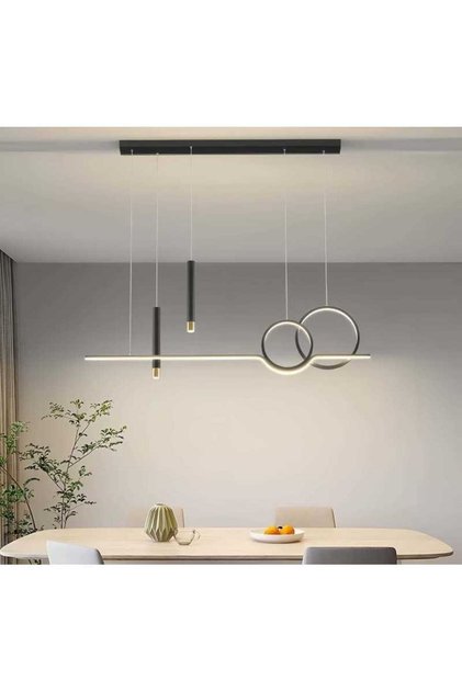 Plafonieră LED reglabilă de 98W, Telecomandă Wi-Fi, 3 culori, Negru, 120 cm