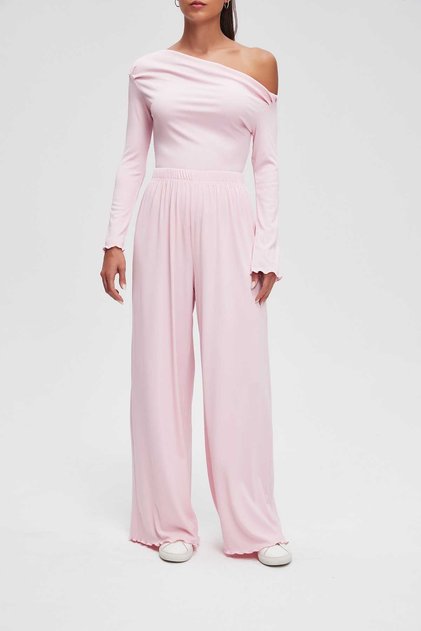 Solid Wide-Leg Pants