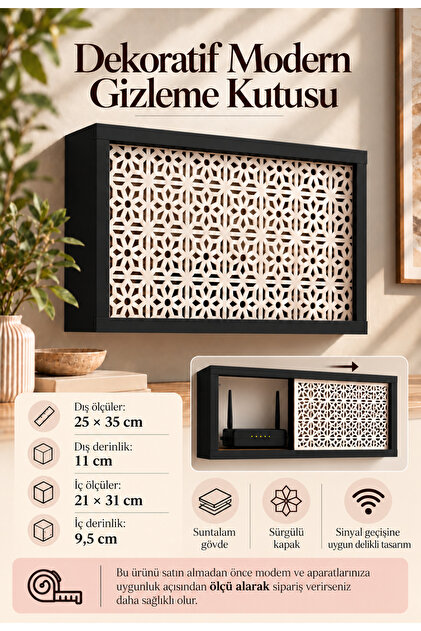 Wall Mountable Decorative Modem-Wifi and Insurance Storage Box 25X35 cm Depth 11 cm