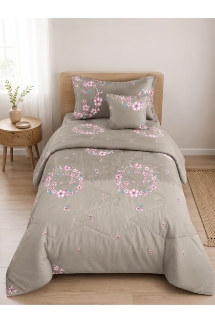 4-Piece Single Bedding Set with Medium-Filled Comforter, Flat Sheet, Pillow Cover & Decorative Pillow Cover