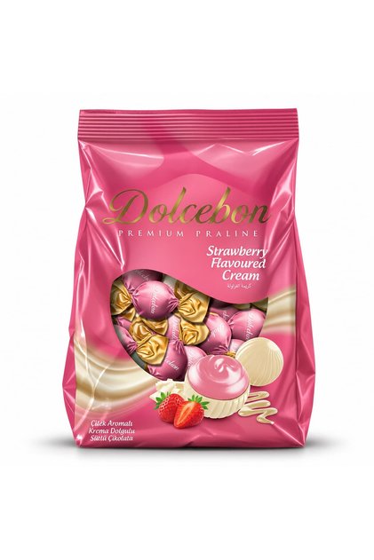 Premium Praline Çilek Aromalı Krema Dolgulu Sütlü Kokolin 1 Kg