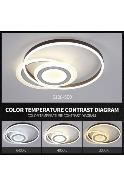 Plafonieră LED reglabilă, 50 cm, WiFi și telecomandă, 3 culori de lumină, 4800 lm
