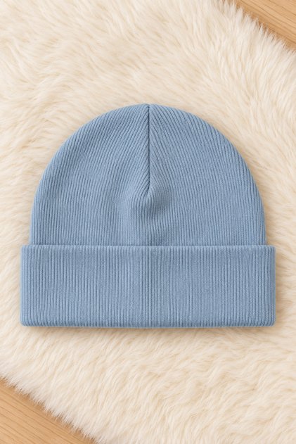 Buz Mavisi Unisex Bebek Çocuk Esnek Kaşkorse Bere Pamuklu Mevsimlik Şapka