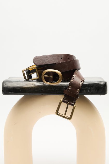 Zimbali Wide Buckle Belt Brown