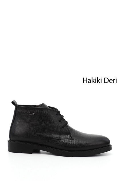 Men's Black Zippered Genuine Leather Classic Boots