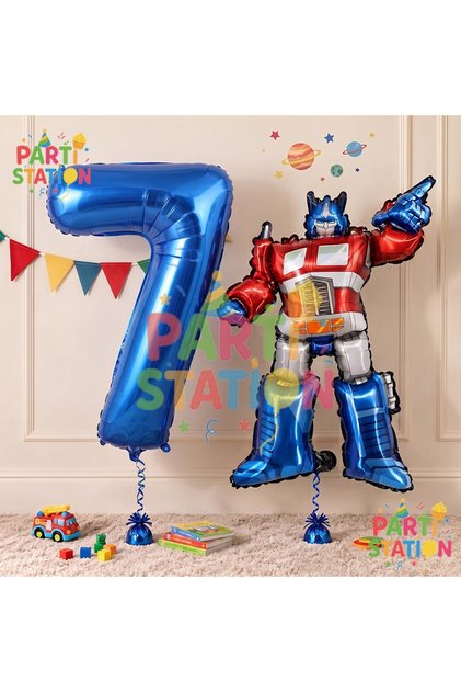 Transformers Optimus Prime 7 Years Old Birthday Balloon Set Foil Number Balloon