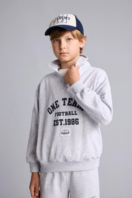 Regular Fit Long Sleeve High Collar Cotton Printed Sweatshirt for Boys H9892A826Au