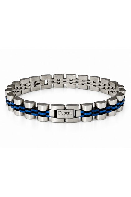 Dm-Sb-002-Sbl08 Silver Navy Blue Color 21 cm Men's Steel Bracelet