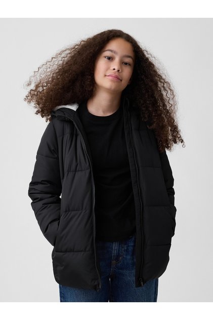 Kız Çocuk Siyah Şişme Puffer Mont