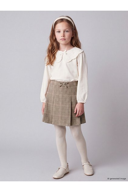 Beige Girls' Gabardine Shorts, Skirt and Pantyhose