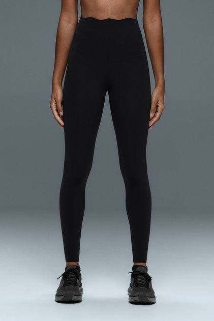 High-rise compressive core control ankle-length leggings with wave detail