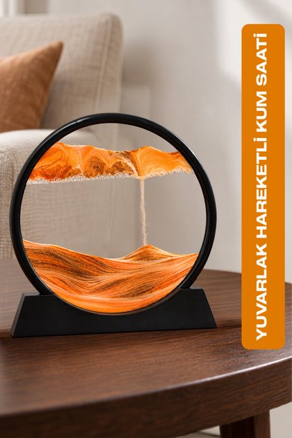 Turuncu Yuvarlak Kum Saati 7 Inç Kum Sanatı Hediyelik Sevgiliye Özel Gün Hediye