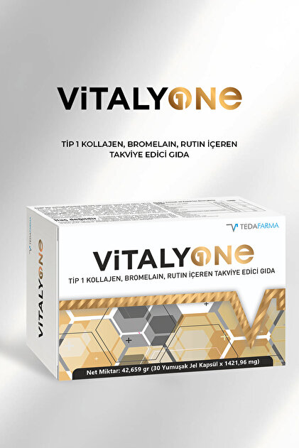 VİTALY ONE Tip 1 Kollajen, Bromelain, Rutin İçeren Takviye Edici Gıda, 30 Soft Jel Kapsül