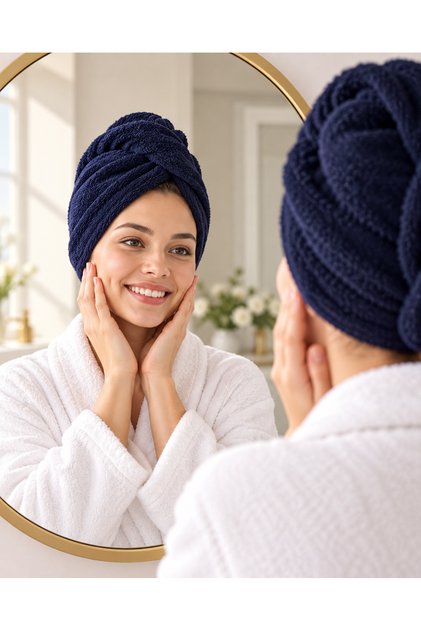 Buttoned Hair Drying Cap
