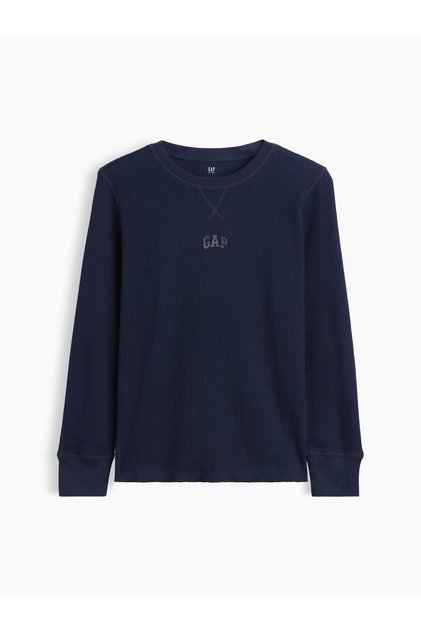 Erkek Çocuk Lacivert Mini-Logo Waffle-Knit T-Shirt