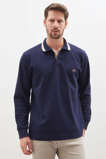Embroidered Half-Button Polo Collar Modal Sweatshirt