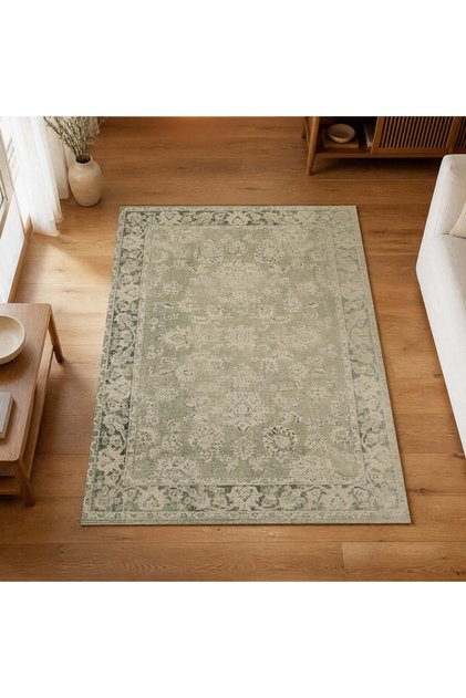 Lino Halı Adaçayı Yeşili Makine Halısı Jüt Taban Polyester Salon Halısı