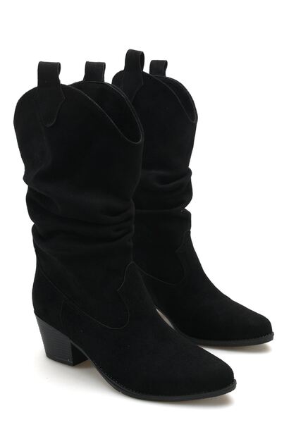 Women's Hector Bellows Detail Low Heel Cowboy Black S - Black