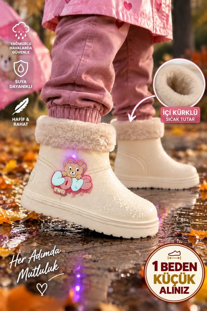 Çocuk Kışlık Emojili Işıklı Konforlu Yağmur Çizmesi Unisex