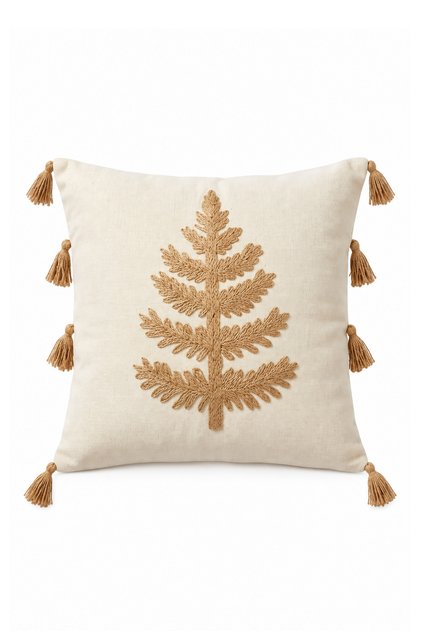 Buldan Handmade Tree Patterned Tasseled Decorative Cushion Cover 42X42 cm