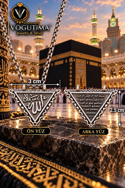 Erkek Kadın Çelik Kolye - Allah Ve Ayet'el Kürsi Yazılı Açılabilir Minik Cevşen Muska İçine Dua Konulan Çelik Kolye