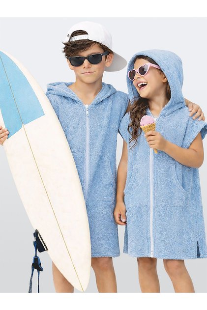 Blue Hooded Unisex Bathrobe