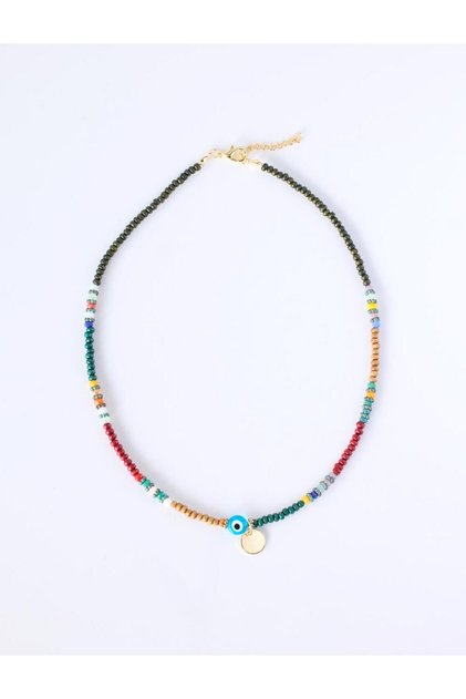 Brown Evil Eye Bead Detailed Adjustable Necklace