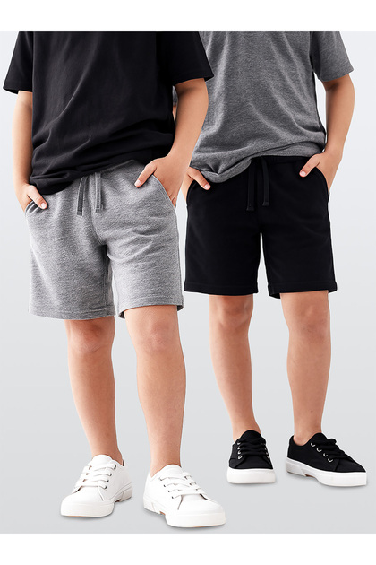 Boys' Shorts 2-Pack Black Shorts Gray Shorts