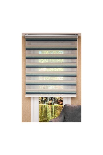 Zebra Stor Perde Yeşil Çizgili