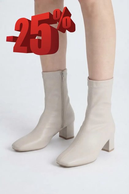 Daily Women's Stretch Heeled Boots with Blunt Toe and Zipper, Flexible