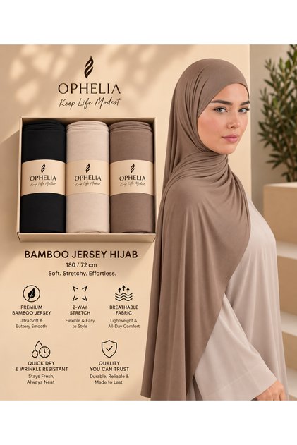 Bamboo Jersey Hijab Set for Women – Soft, Stretchy & Comfortable Everyday Headscarves