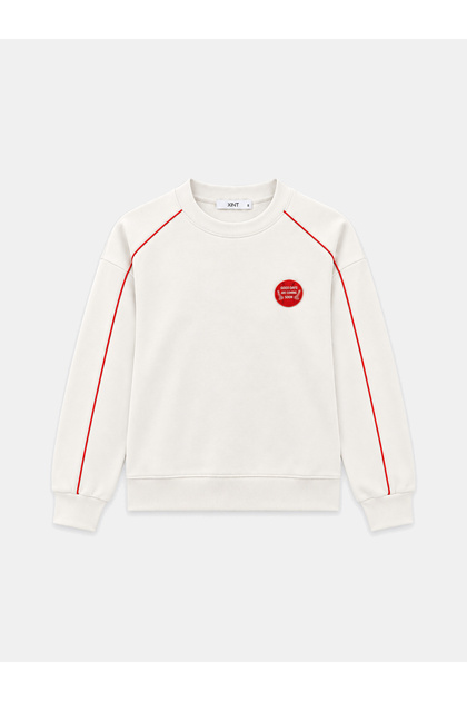 Kadın Ekru Pamuklu Baskılı Sweatshirt