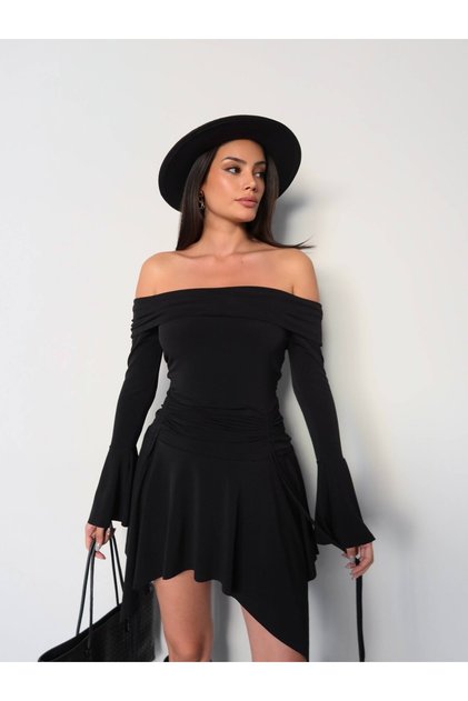 Off-The-Shoulder Asymmetrical Mini Dress E.H Collection