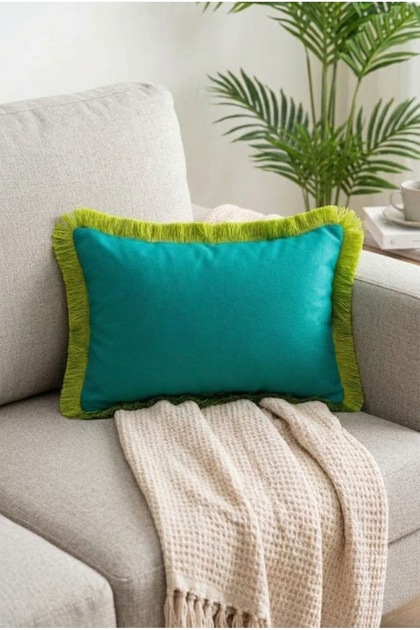 Green Background, Green Tassels 30X50Cm 1 Piece Rectangular Throw Pillow Cover